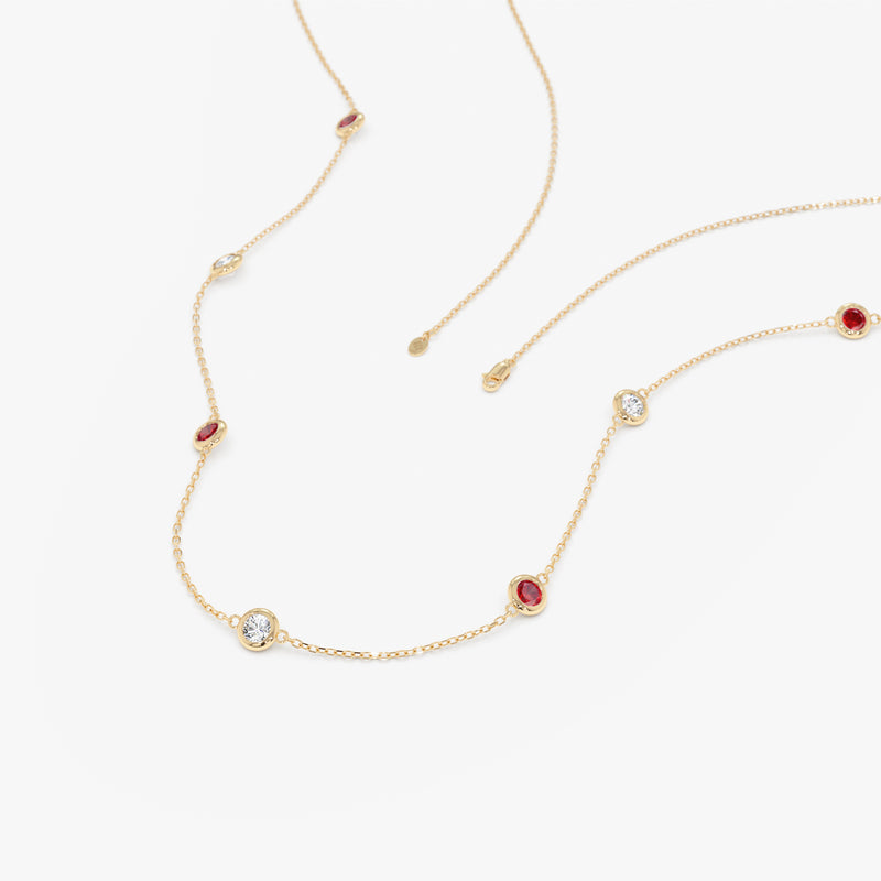 Ruby Diamond Station Necklace, Colette