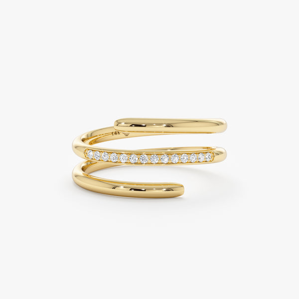 Diamond Accent Coil Ring in Yellow Gold