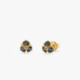 Triple Black Diamond Stud Earrings, Abnus