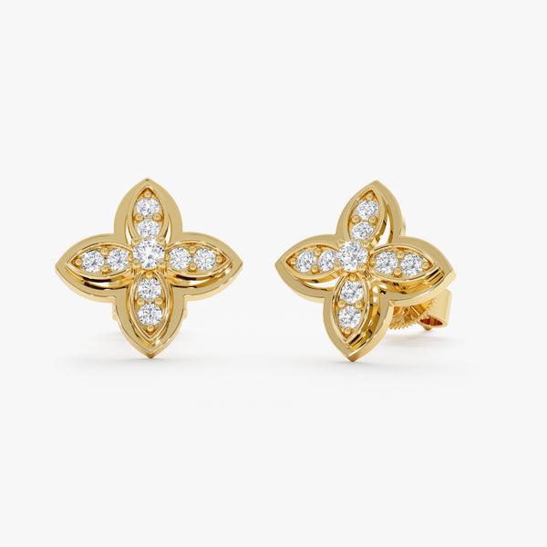 Diamond Flower Stud Earrings, Everlyn