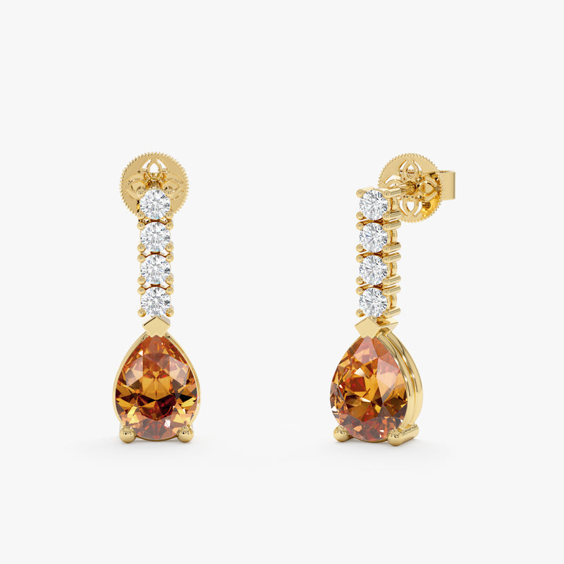 Diamond and Citrine Earrings