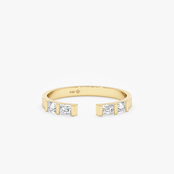 Baguette Diamond Open Ring in Yellow Gold