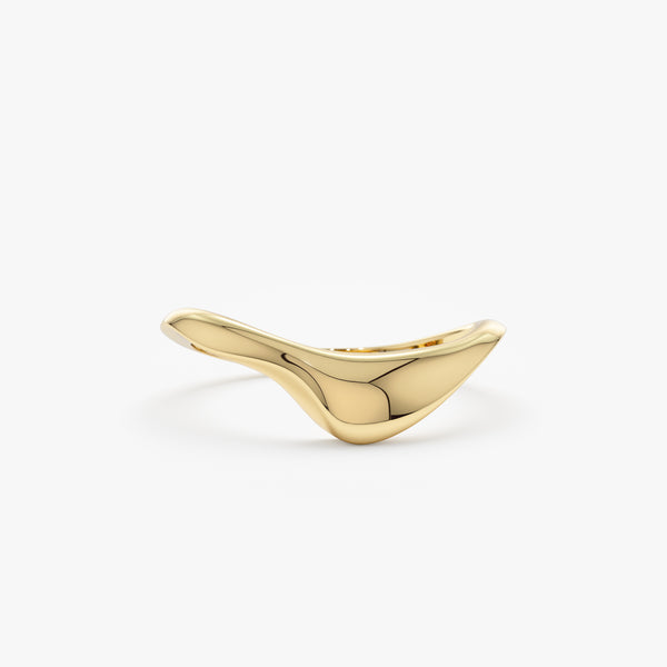 Gold Curved Round Pointed Ring, Amelie