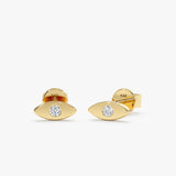 Pair of handmade solid 14k gold eye shape stud earrings