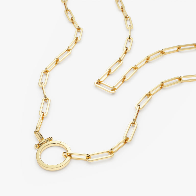 14k gold, handcrafted paperclip enhancer necklace 