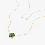 Emerald Flower with Petite Diamond Necklace, Lia