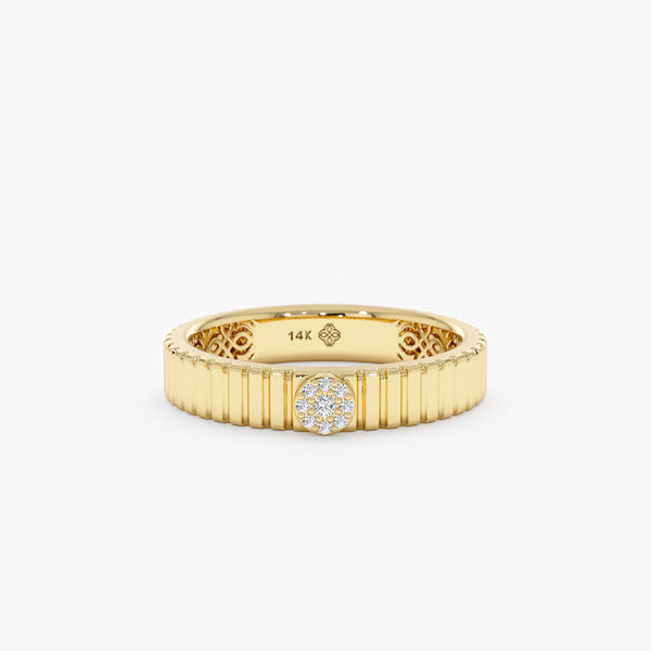 Ridged Solid Gold Diamond Ring, Georgia