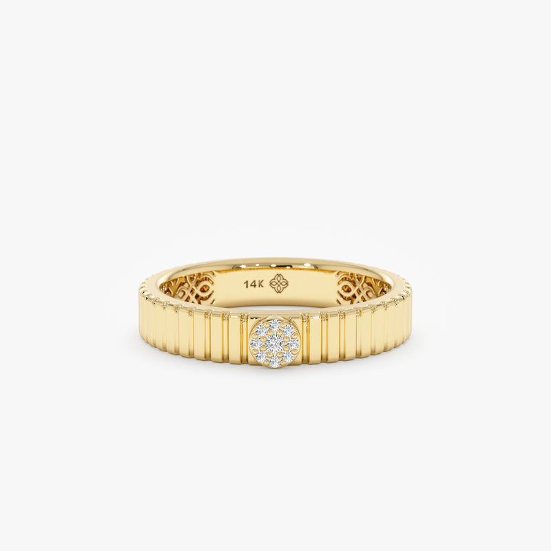 Ridged Solid Gold Diamond Ring, Georgia