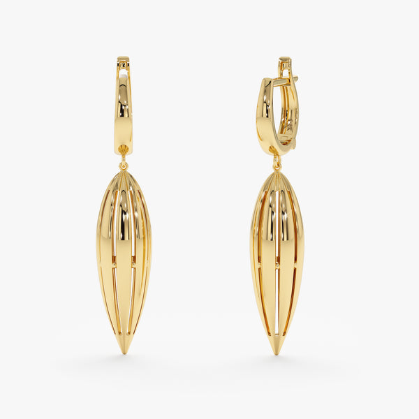 14k Fluted Spike Dangle Earrings