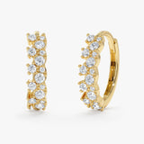 Solid Gold Cluster Diamond Huggies