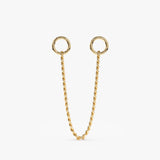 Hanging cuban chain charm for huggies in solid 14k gold 