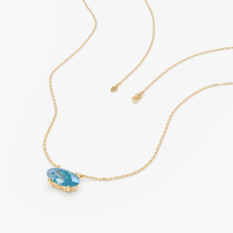 Oval Blue Topaz Necklace, Hiba