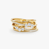 Stacked Diamond Ring in Yellow Gold