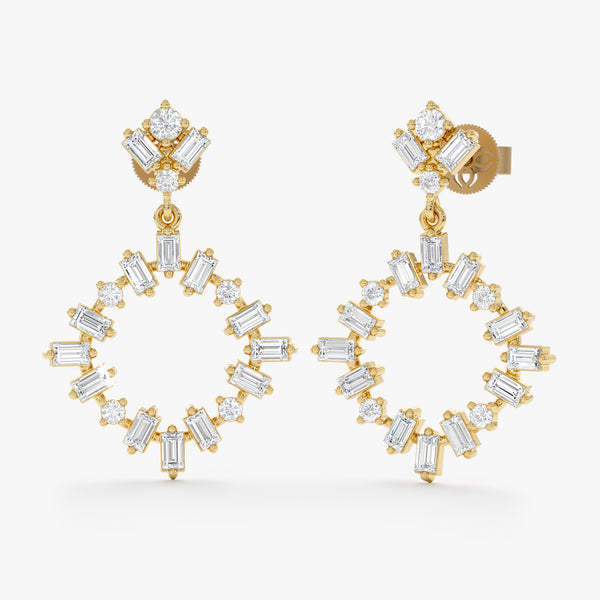 Baguette-Diamond Drop Earrings, Casey