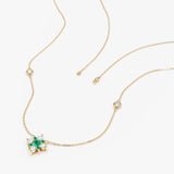 Emerald Diamond Clover Necklace, Deborah