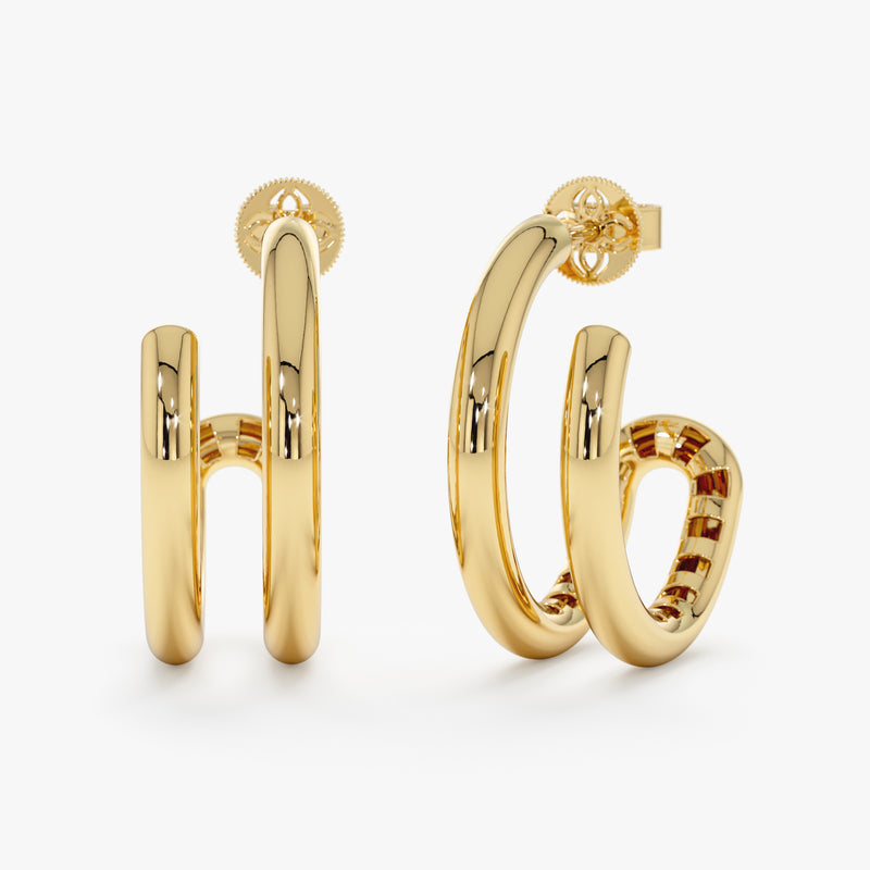 14k Yellow Gold Double Hoop Earring