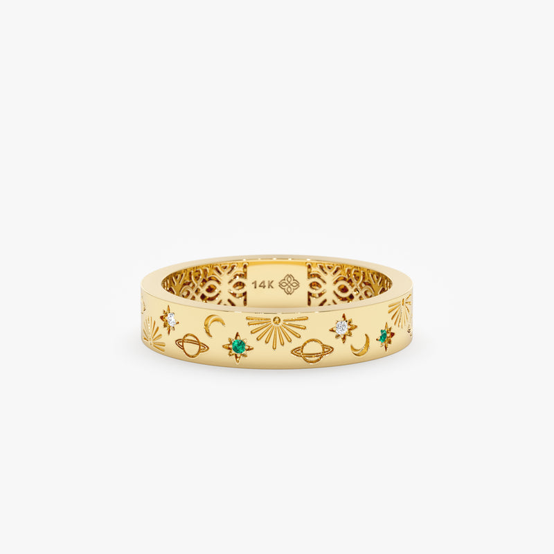 Celestial Ring in Solid Yellow Gold