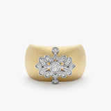 Satin Brushed Gold Diamond Statement Ring