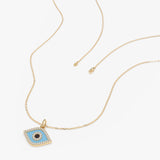 gold cable chain necklace with protection eye charm