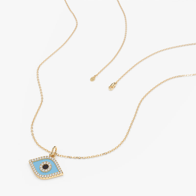 gold cable chain necklace with protection eye charm