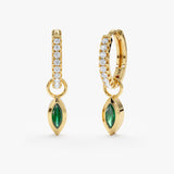 yellow gold emerald charms with diamond huggies