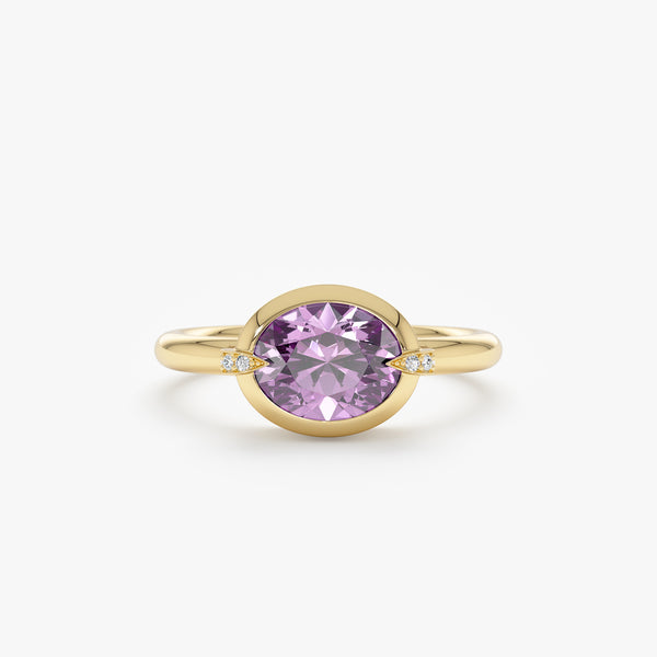 Amethyst and Claw Diamond Accent Ring, Xiomara