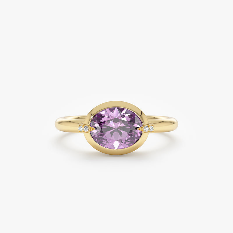 Amethyst and Claw Diamond Accent Ring, Xiomara