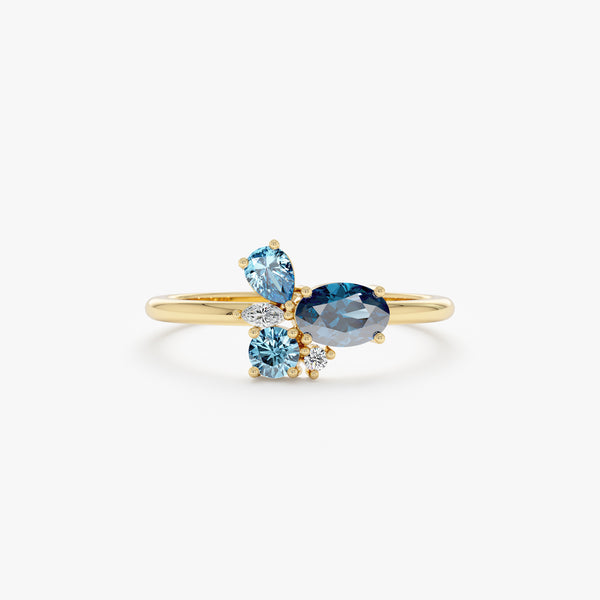 Blue Topaz and Diamond Cluster Ring, Paige