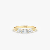 Lab-Grown Emerald and Pear Cut Diamond Wedding Ring, Mahira