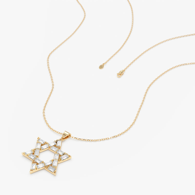 Baguette Diamond Star of David Pendant Necklace, Batya