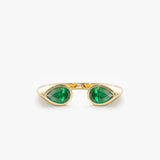 Natural Pear Shape Emerald Open Cuff Ring, Bomonti