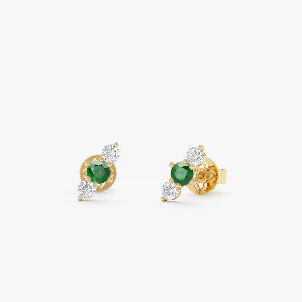 natural emerald diamond studs