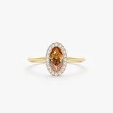 Oval citrine engagement ring