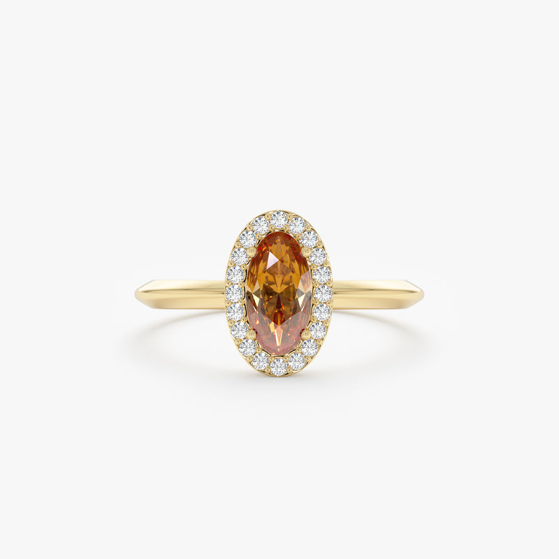 Oval citrine engagement ring