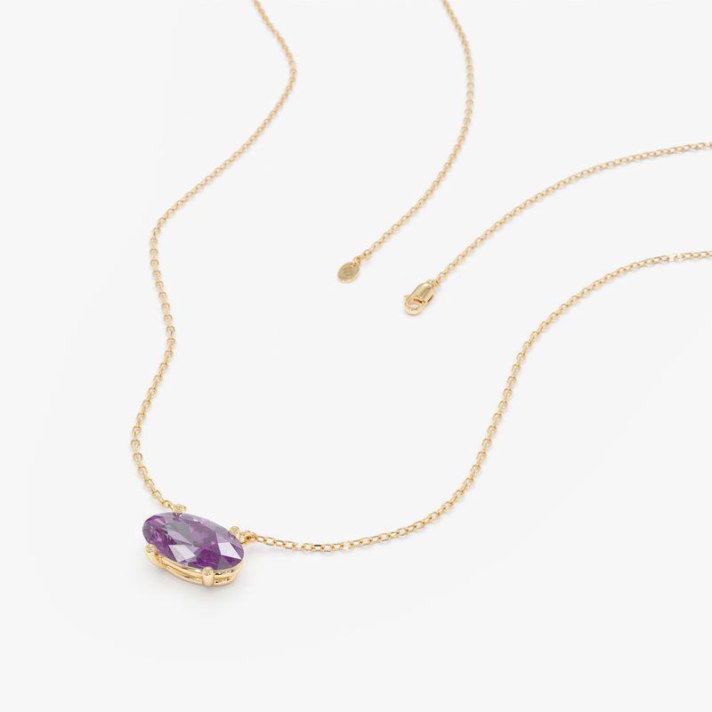 Dainty Oval Amethyst Necklace, Rahaf