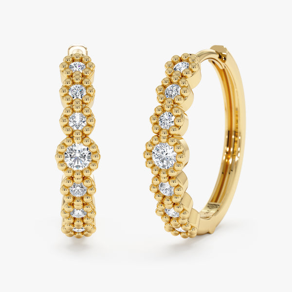 solid gold milgrain bezel earrings 