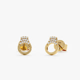 handmade solid 14k diamond handcuff stud earrings