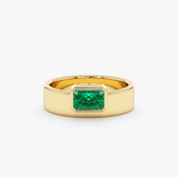 yellow gold emerald signet ring