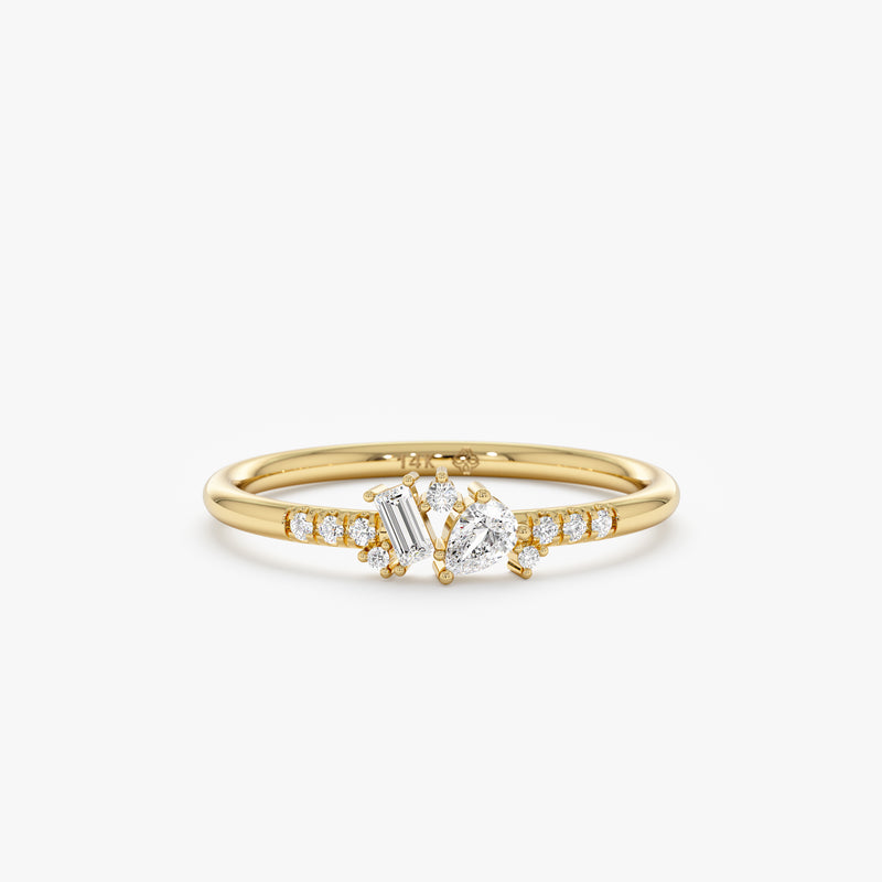 yellow gold diamond cluster ring