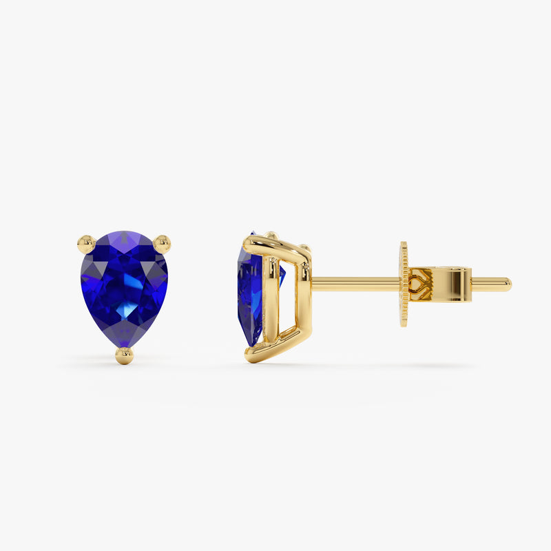 Lab-Grown Pear Shape Sapphire Stud Earrings, Zoelle