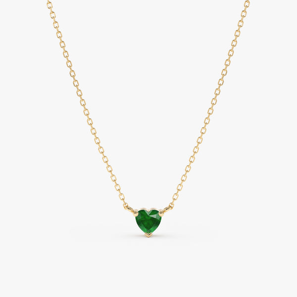 yellow gold emerald heart necklace