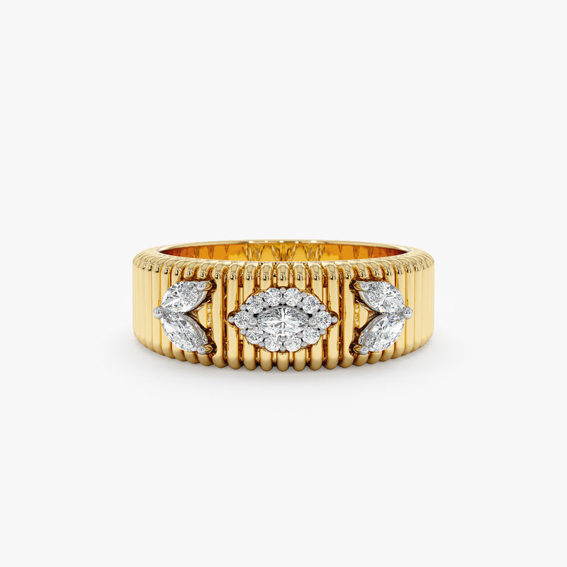 yellow gold and white diamond ring