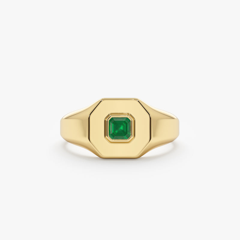 square emerald gold band