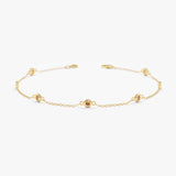 natural citrine station bracelet in solid gold 