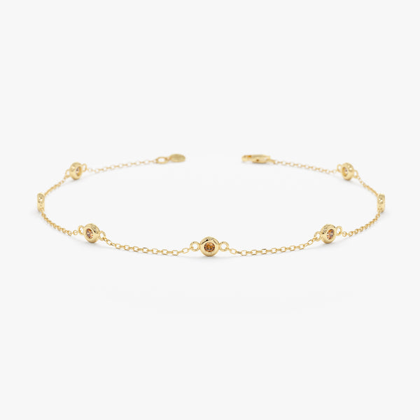 natural citrine station bracelet in solid gold 