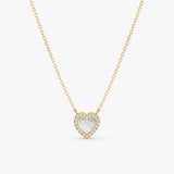 yellow gold diamond pearl heart necklace