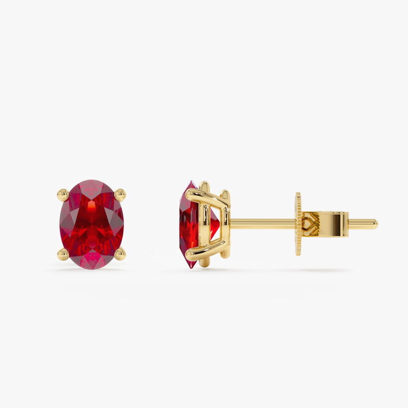 Oval-Cut Ruby Stud Earrings, Octavia