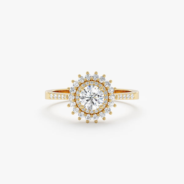 yellow gold and diamond engagement band