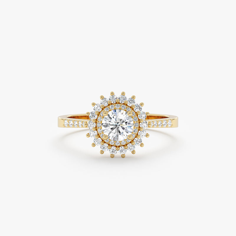 yellow gold and diamond engagement band