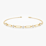 natural diamond yellow gold paperclip bangle